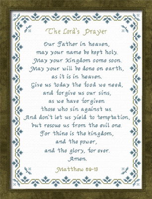 The Lord's Prayer New Living Translation in antique blues